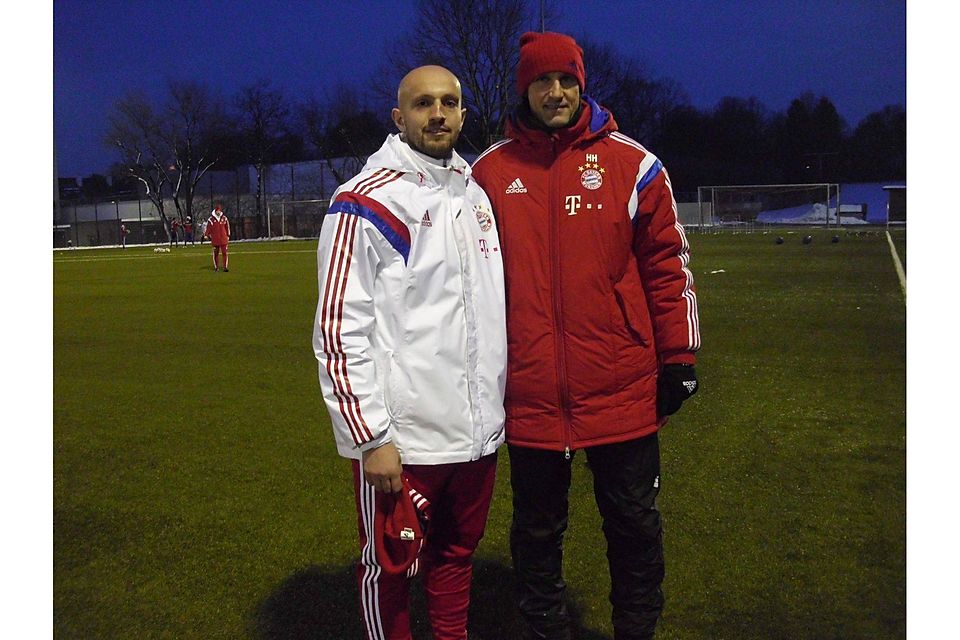 Hat aus seiner Woche beim FC Bayern viel mitgenommen: Wehens Coach Damir Agovic (li.) mit Bayerns U17-Trainer Heiko Herrlich. Foto: privat