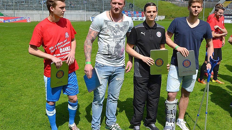 Jannik Löbe, Martin Klafflsberger, Dennis Krol und Christian Hausmann (v.li.) verlassen den Verein.F: Classen