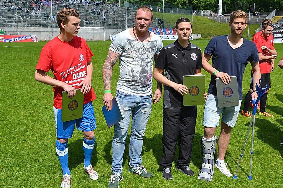 Jannik Löbe, Martin Klafflsberger, Dennis Krol und Christian Hausmann (v.li.) verlassen den Verein.F: Classen