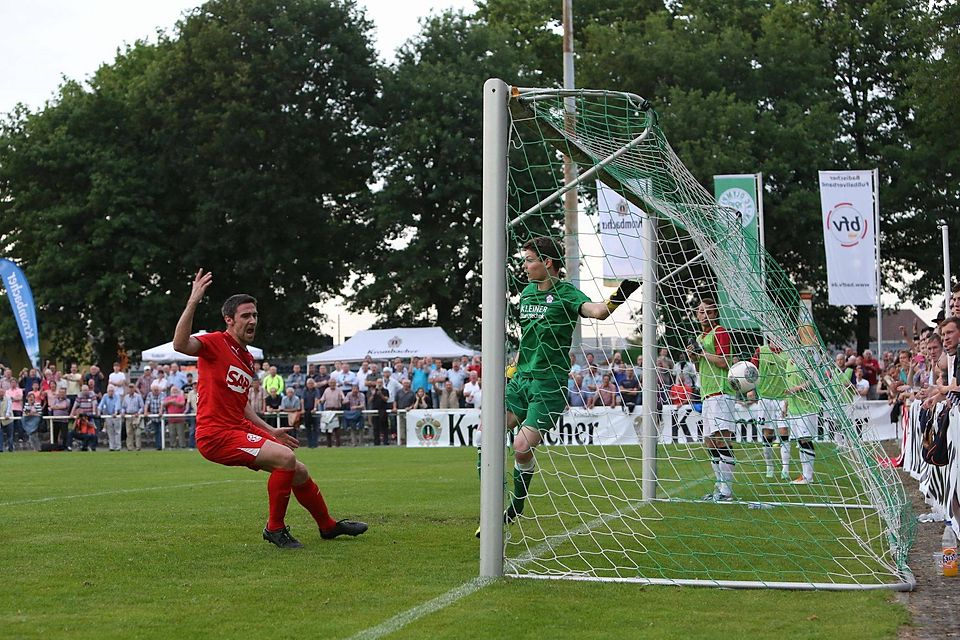 Im letzten Pflichtspiel zwischen dem FCA und dem FCN siegten die Walldorfer 1:0 im badischen Pokalfinale. F: Pfeifer