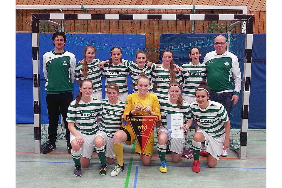 Die B-Juniorinnen des SV Alberweiler freuen sich über den Titel württembergischer Futsalmeister. Privat