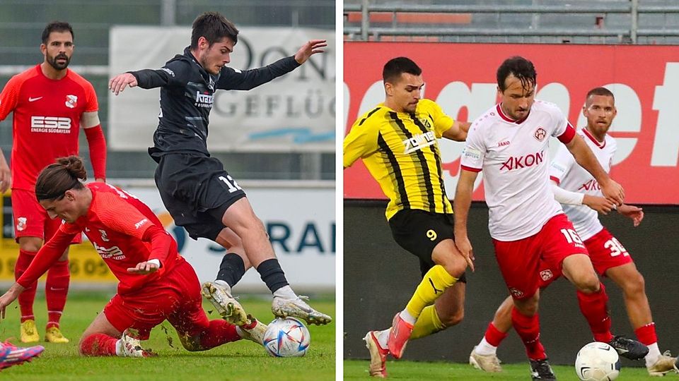 Der FV Illertissen (links in schwarz) und die Würzburger Kickers (rechts in weiß) wollen den Pokal-Schwung nun auch in die Regionalliga-Doppelspieltag mitnehmen.