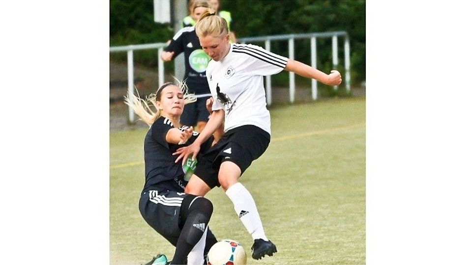 Hart erkämpfter Sieg in Überau: Jaqueline Wagner verteidigt mit Eintracht Lollar die Spitze in der Hessenliga.	Foto: Bayer