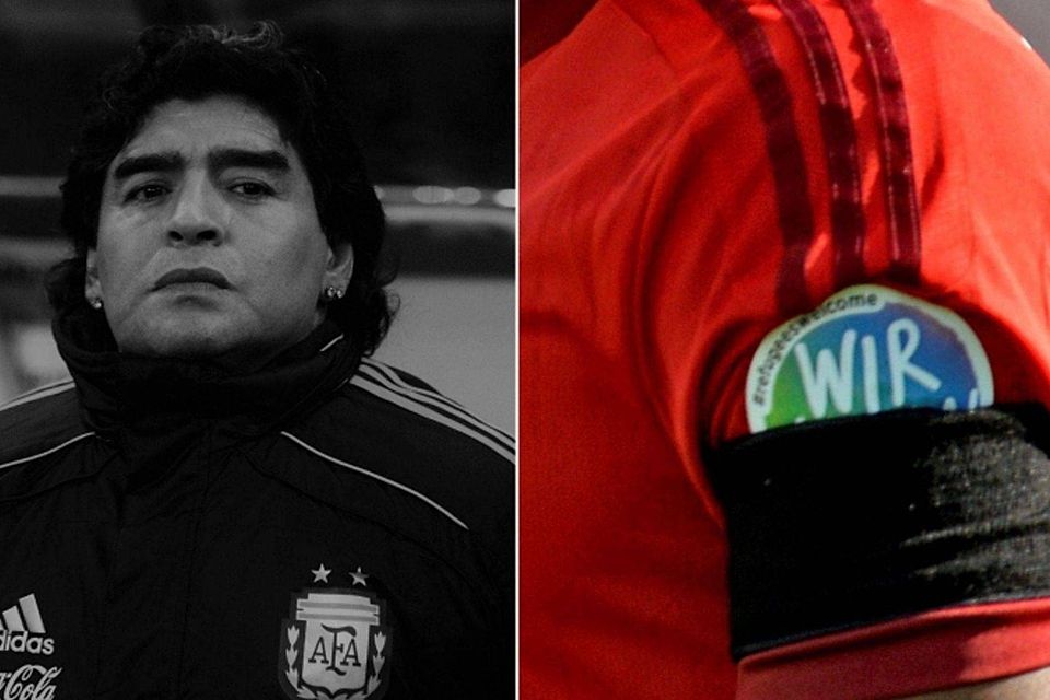 In Gedenken an Diego Maradona: Türkgücü gegen 1860 mit Trauerbinde. 