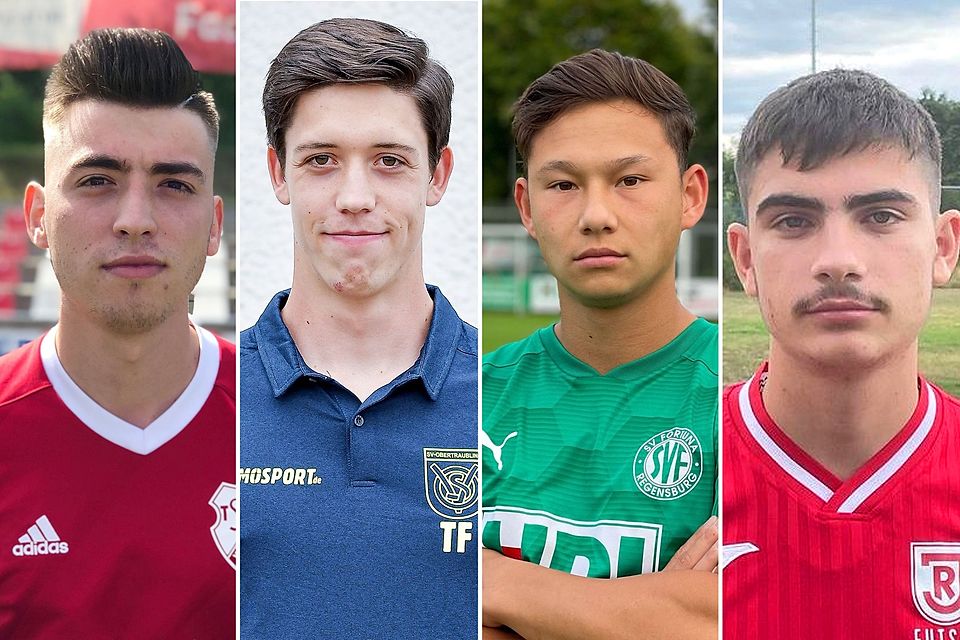 Stoßen diesen Sommer zum FC Tegernheim (von links): Alem Radoncic, Tobias Fuchs, Sven Wagner und Samet Dugolli. – Montage: Würthele