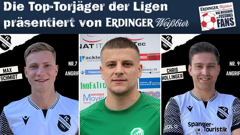 Die Top-Torjäger der Landesliga Südwest: Maximilian Schmidt, Sebastian Graßl, Christoph Hollinger (v.l.n.r.)