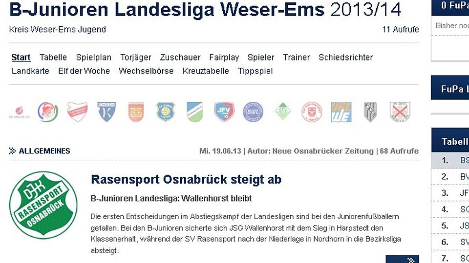 Die Landesliga Weser-Ems der Frauen wurde bereits umgestellt.