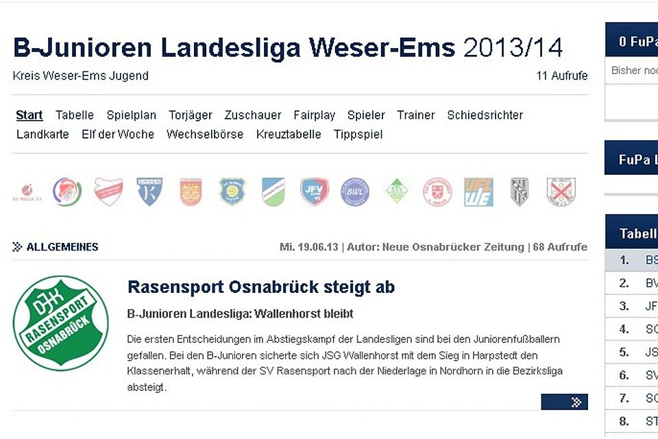 Die Landesliga Weser-Ems der Frauen wurde bereits umgestellt.