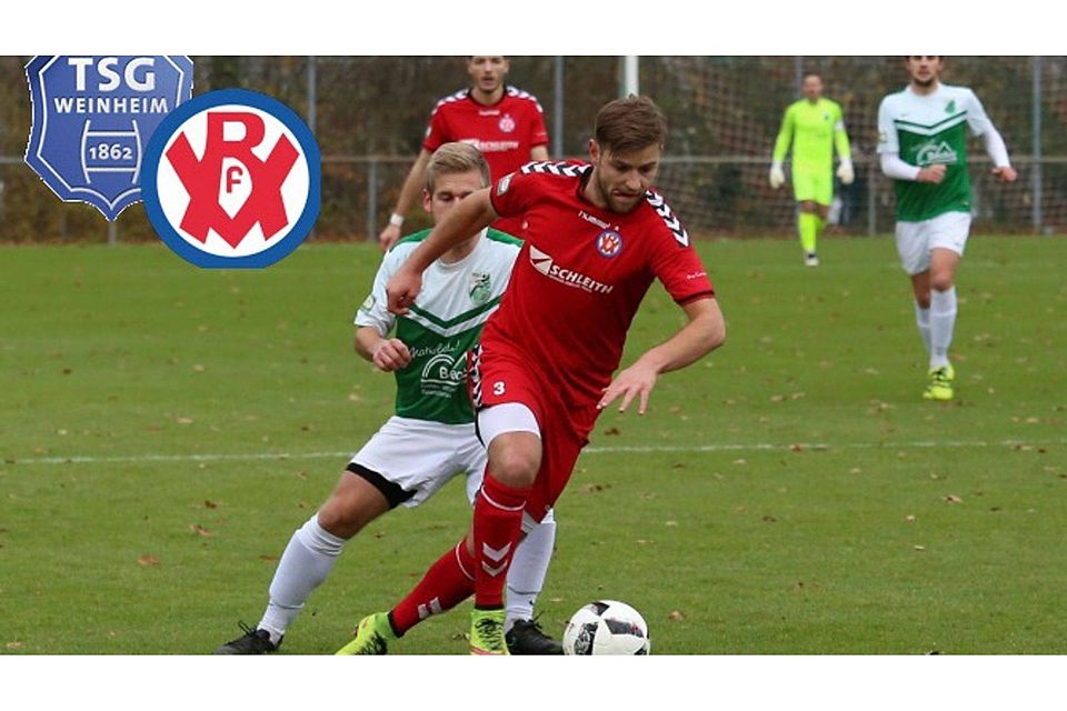 Der VfR (rot) will mit einem Sieg in Weinheim die Verbandsliga spannend halten. F: Gebhard