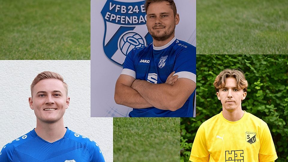 Maik Grund (oben) vom VfB Epfenbach führt die Torjägerliste der Sinsheimer Kreisliga vor Luca Romig (l.) und Samuel Kronig an.