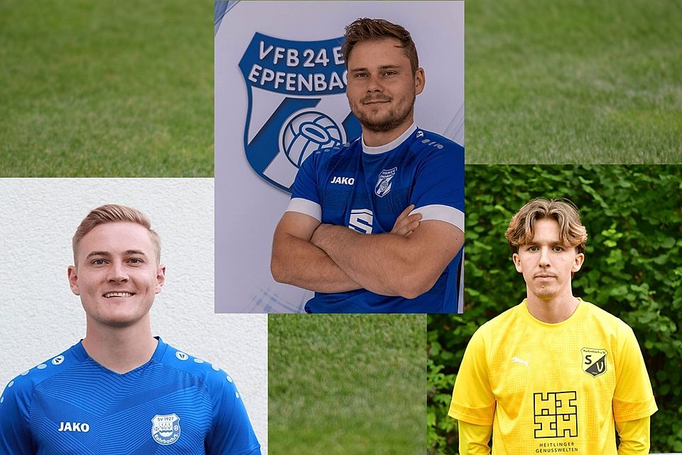 Maik Grund (oben) vom VfB Epfenbach führt die Torjägerliste der Sinsheimer Kreisliga vor Luca Romig (l.) und Samuel Kronig an.