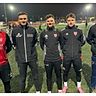 Bei der Begrüßung (v.l.): Co-Trainer Tim Olschewski, Fatjon Collari, Tobias Weber, Jakub Mintal und Cheftrainer Hendrik Baumgart