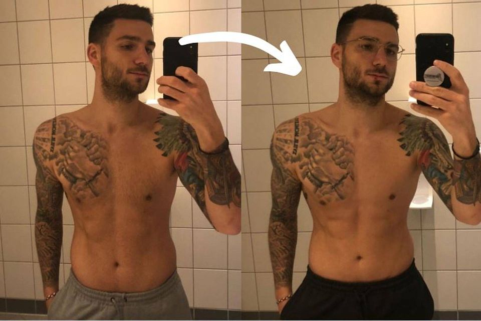 Alex Petrovic nach vier Wochen Workout: Der Oberkörper hat sich sichtbar verändert.