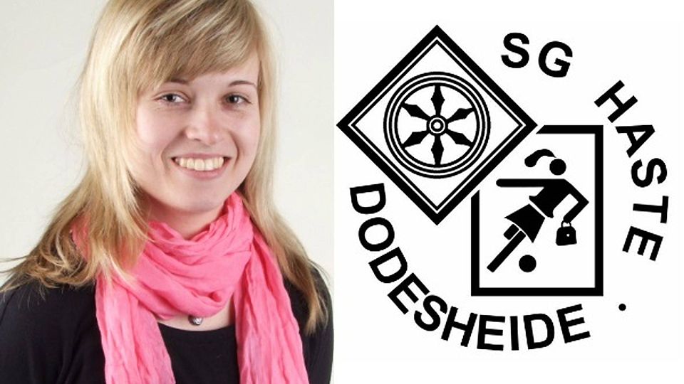 Carina Lamping und das von Ihr erstellt Wappen der SG Dodesheide / SVG Haste / TuS Haste