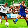 Der Bonlandener Peter Frömmel (links) markierte in der ersten Runde des DFB-Pokal s gegen den Bundesligisten VfL Bochum anno 1996 das 2:0 für den Filderclub. Am Ende musste sich der damalige Oberligist mit 2:4 nach Verlängerung beugen. Foto:Baumann Repros: Stecker