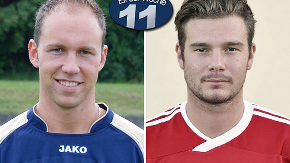 Peter Endres (li.) und Tom Jäckel lieferten sich einen Drei-Tore-Schlagabtausch. Montage: FuPa