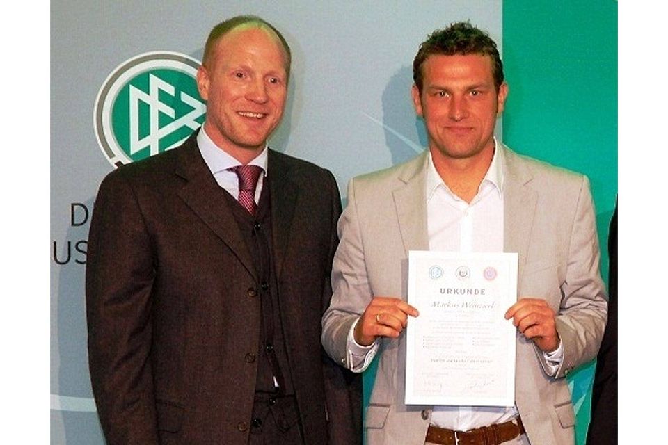 Markus Weinzierl mit DFB-Sportdirektor Matthias Sammer Foto: SSV Jahn
