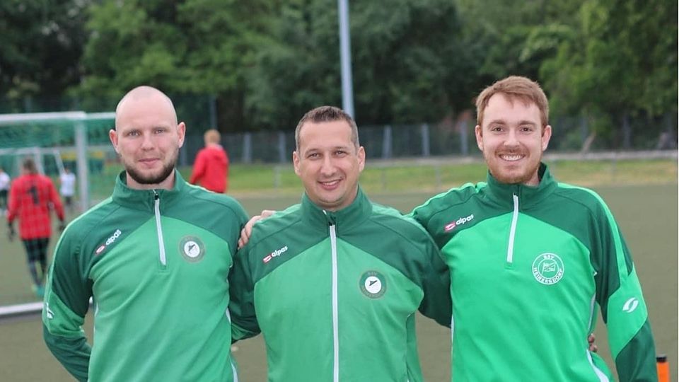 Das Trainerteam des BSV Heinersdorf, Marcus Graf in der Mitte.