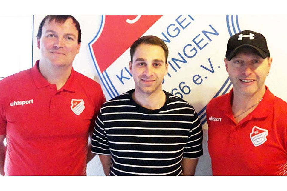 Der „Neue“ in der Mitte (von links): Zweiter Vorsitzender Stefan Geier, Trainer Tobias Fuchsluger und sportlicher Leiter Peter Reschnauer. 	F.: Hitzler