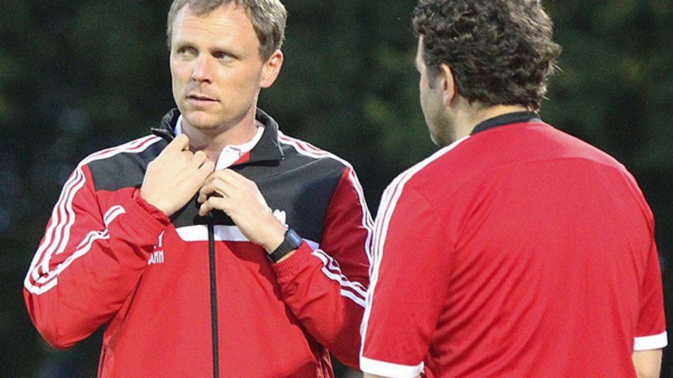Seit Beginn dieser Saison ist Christian Braun (li.) beim FC Memmingen im Traineramt, Kollege Thomas Reinhardt (re.) seit eineinhalb Jahren. F: Scheuring