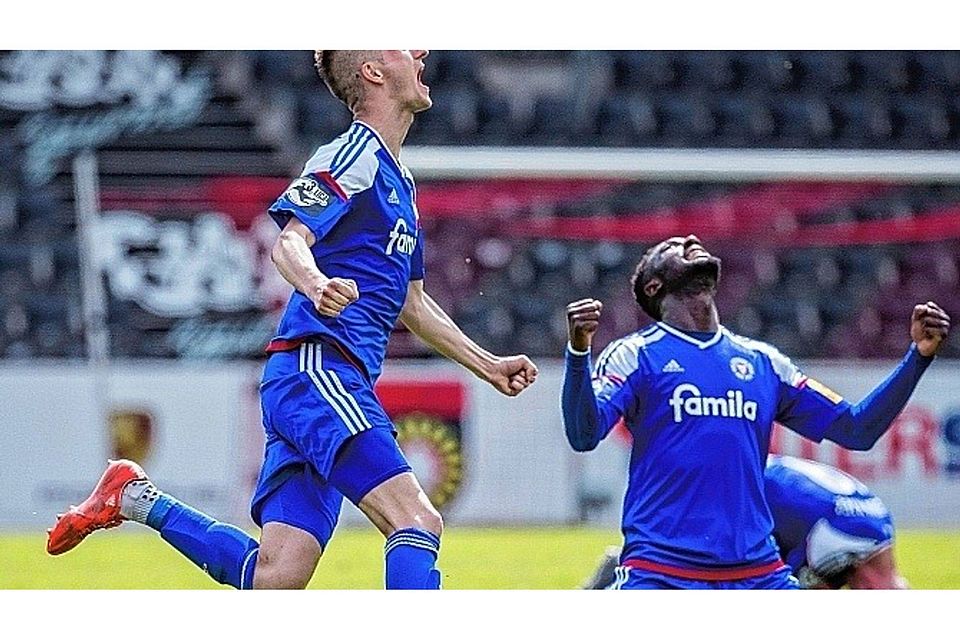 Zwei begehrte Aufstiegshelden: Dominick Drexler (li.) und Kingsley Schindler stehen auf der Wunschliste anderer Zweitligisten - sollen aber bleiben. Foto: getty