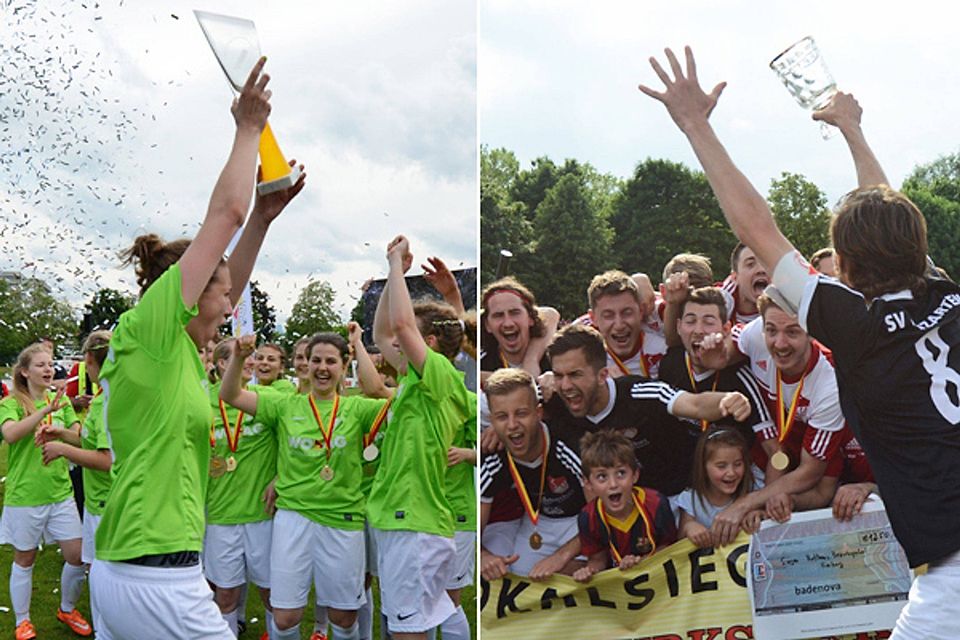 Déjà-vu: Jubel bei der SG Au-Wittnau (links) und dem SV Kirchzarten. Wie im vergangenen Jahr. | Fotos: Patrick Seeger