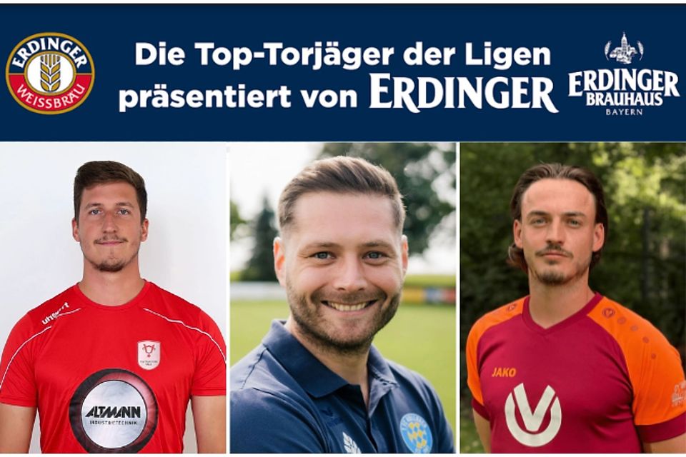 Robert Friedrich (mi.) führt die Torschützenliste der Münchner A-Klassen an. Peter Schädler (re.) und Kevin Henneberger (li.) kleben ihm jedoch dicht an den Fersen.