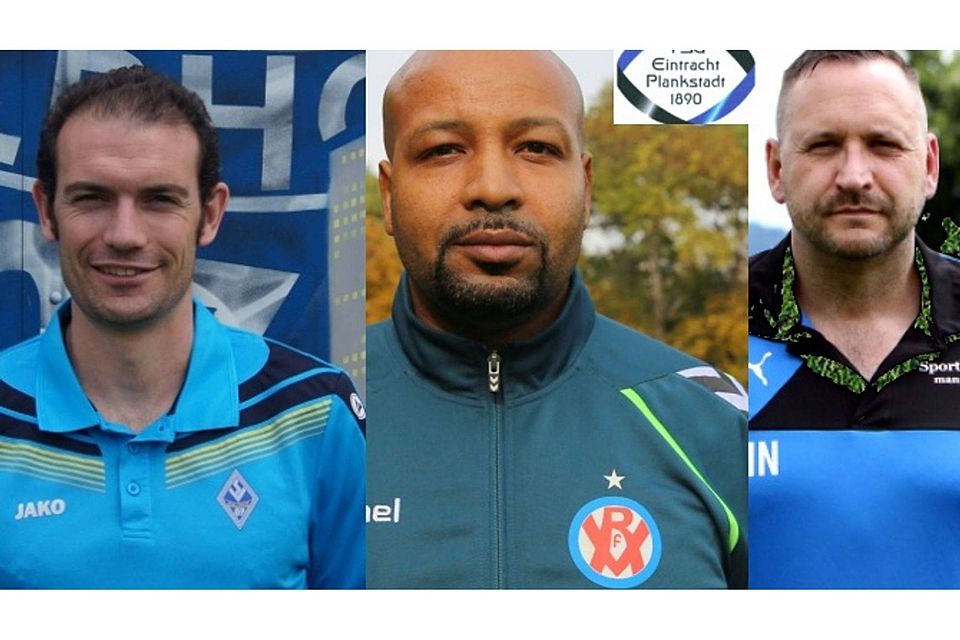 Pierre Banek, Moses Kopotz und Marc Neef (v.l.) bilden das neue Trainerteam in Plankstadt.