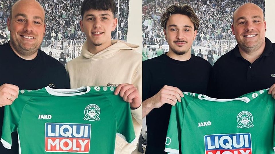 Sollen sich im Eichstätter Regionalliga-Kader beweisen: Tom Wasztl (li.) und Andac Ginyol (re.) jeweils mit Tobias Grimm, Sportlicher Leiter beim VfB.