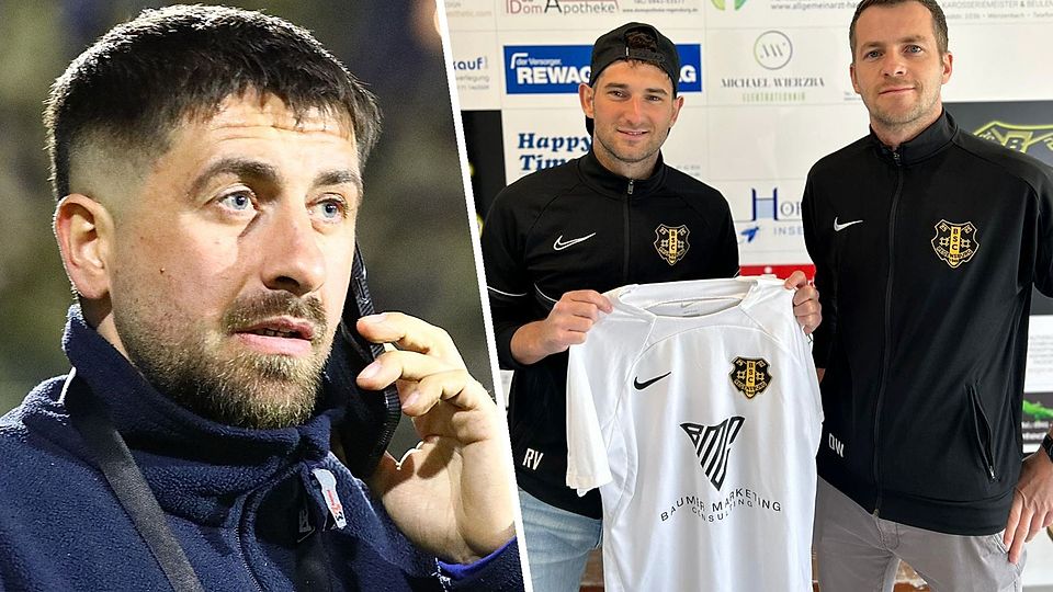 Abteilungsleiter Dominik Wolfrath (ganz rechts) freut sich auf die Dienste der neuen Cheftrainer Nizar Klica (linkes Bild) und Rudi Verschl.