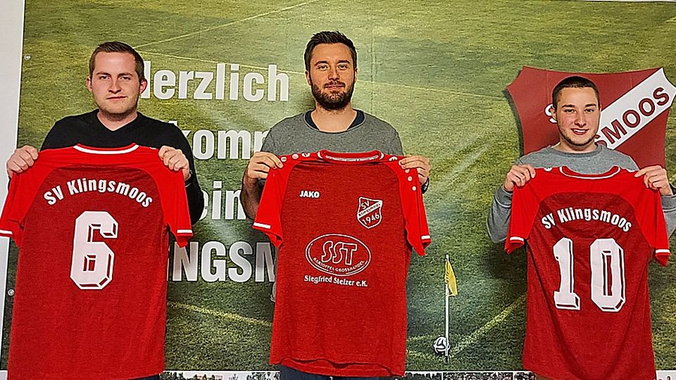 Der SV Klingsmoos stellt sein Trainer-Trio für die kommende Saison vor (von links): Johannes Kranner, Thomas Böld und Marco Veitinger.