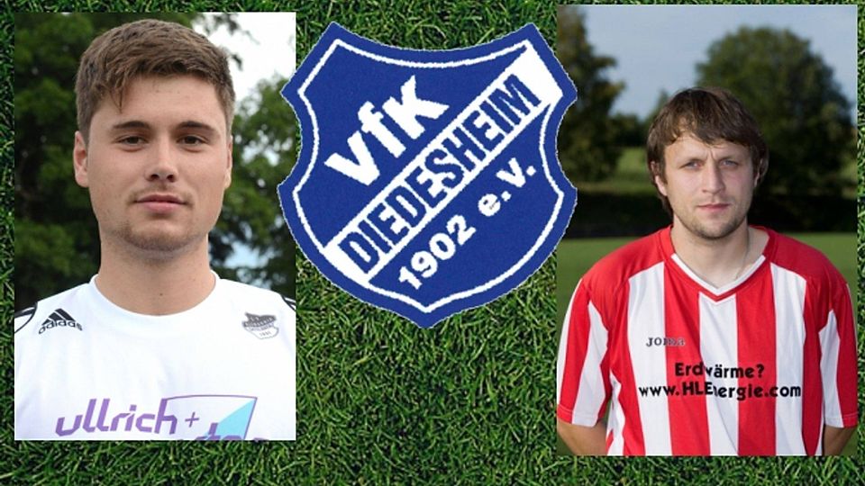 Lukas Ludäscher wird im Sommer die 1. Mannschaft des VfK Diedesheim als Spielertrainer leiten. Martin Huber wird sein Co-Trainer beim VfK. Grafik: FuPa Mosbach