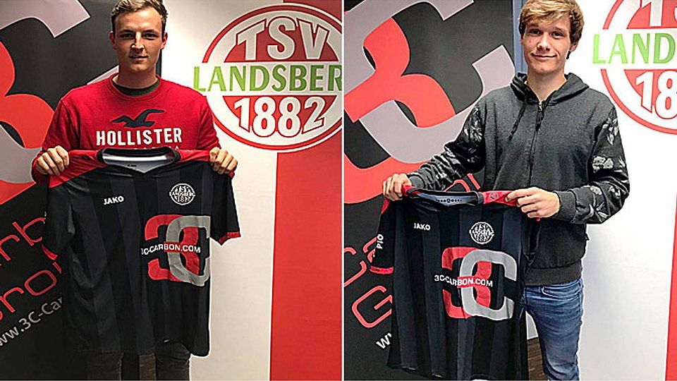 In der kommenden Saison tragen Manuel Wolf (links) und Julian Sachs (rechts) das Trikot des TSV Landsberg. Der Verein hat zudem die Verpflichtung von Sören Göbel (VfL Kaufering) und Philipp Vedder (TSV Kottern) bekanntgegeben.  Fotos: Mühlhause/TSV Landsberg