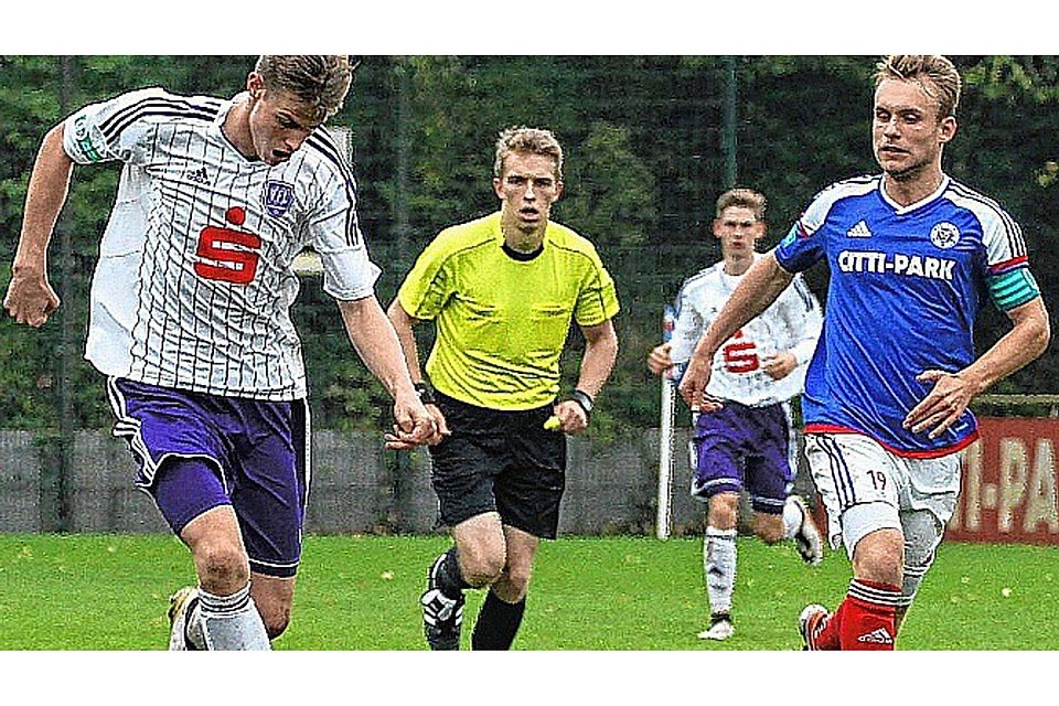 Matchwinner: Osnabrücks Sturmtalent Steffen Tigges (links, hier im Duell mit Kiels Kapitän Julius Alt) stellte eine zu große Aufgabe für die KSV dar, erzielte einen Doppelpack und führte seinen VfL so zum Sieg.