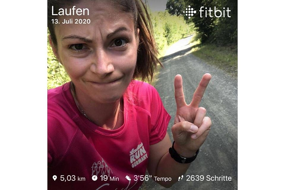 Kira Schmidt (TSSV Schönbach) mit der Statistik zu ihrem „Wahnsinnslauf“ über 5000 Meter beim „Ladies Run Germany“. 	Screenshot: Lena Brandenburger
