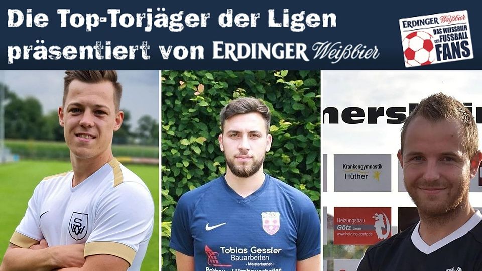 Christian Käser, Erkal Üsküplü und Florian Ihring (v.l.n.r.) sind die besten Torjäger der Kreisligen Donau/Isar.