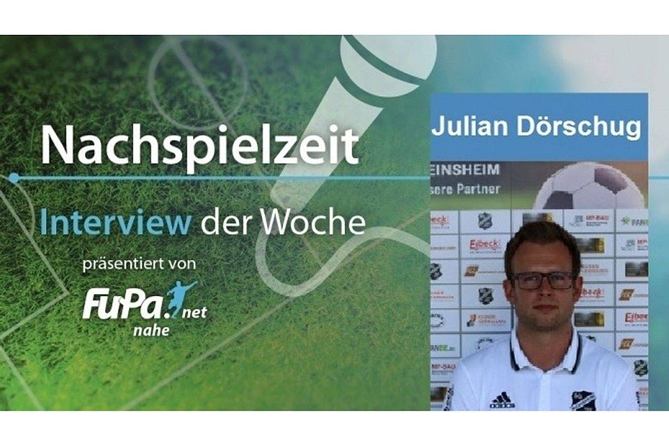 Der Neu-Trainer der SG Weinsheim Julian Dörschug im Interview der Woche.  F: Gräff / Grafik: Ig0rZh – stock.adobe