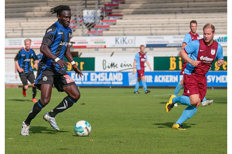 Letzte Woche noch dreifacher Torschütze und nun im Topspiel gefragt: Meppens Emmanuel Boadu. F: Werner Scholz