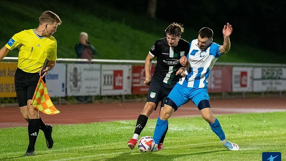 Leonit Vokrri (schwarz) brachte den Sportbund Rosenheim in Holzkirchen in Führung. 