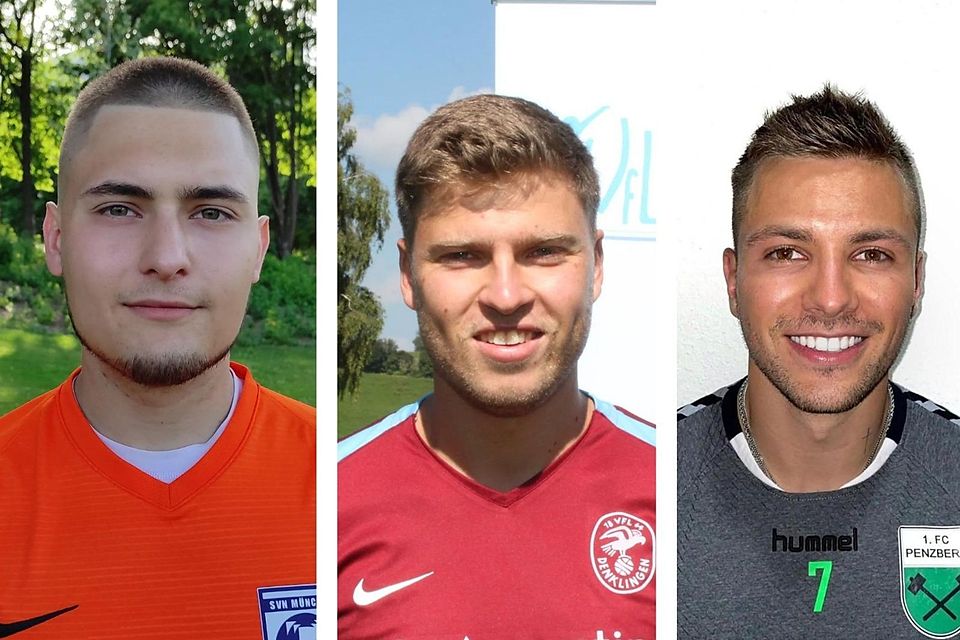 Keeper Niklas Pfister (v.l.n.r.), Torschützenkönig Simon Ried und Türkgücü-Neuzugang Maxi Berwein stehen in der Elf der Saison.