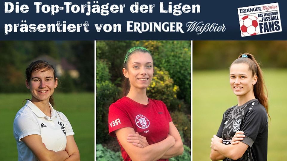 Die drei Führenden der Torjägerliste in der LL Süd Maria Zeller (l.), Verena Graf (m.) und Sophia Hammerl