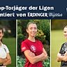 Die drei Führenden der Torjägerliste in der LL Süd Maria Zeller (l.), Verena Graf (m.) und Sophia Hammerl