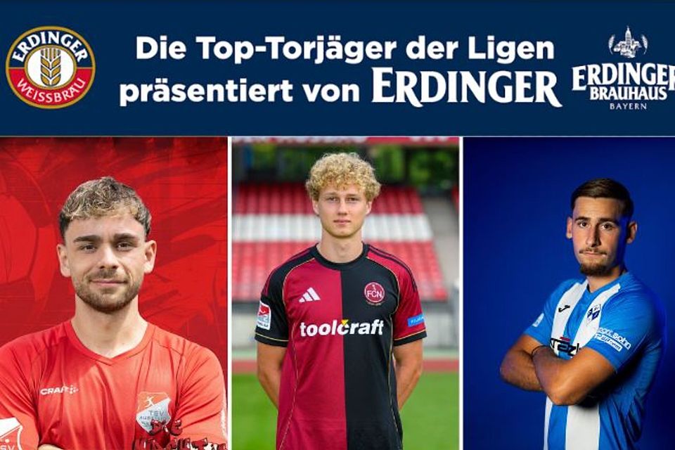 Piet Scobel (Mitte) hat im Oktober fünf Treffer erzielt und ist jetzt gleichauf mit Milos Cocic (r.), Severo Sturm (li.) und Anton Heinz vom FC Bayern II.