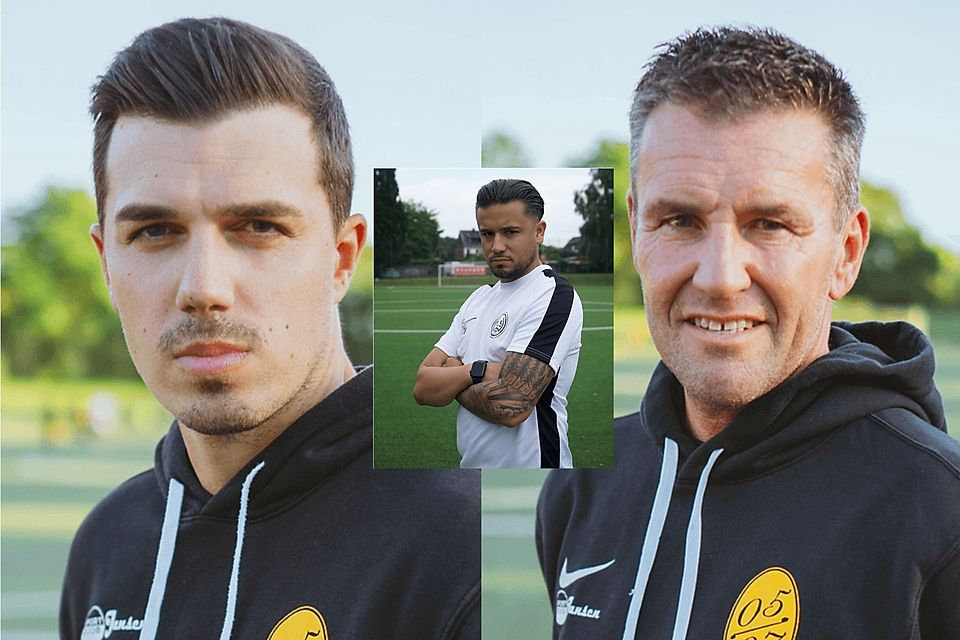 Coachen ab Sommer den 1. FC Viersen: Simon Sommer (links), Wolla Brück (rechts) und Gianluca Nurra (Mitte).