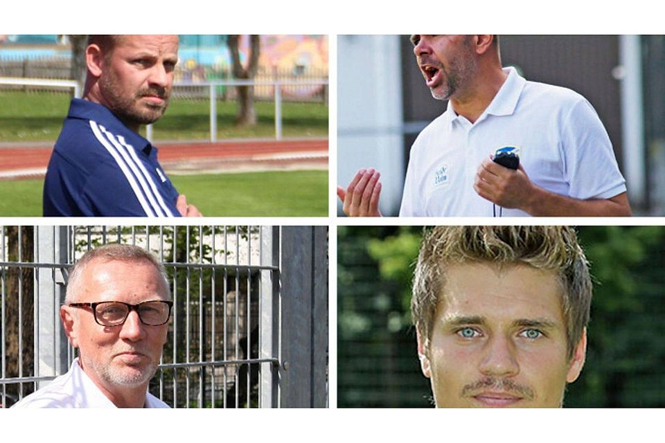 Markus Diebel (l.o.), Michael Lelleck (r.o), Udo Seidl (l.u.) und Matthias Luginger (r.u.) sprechen über die Chancen ihrer Teams in der Rückrunde. Harald Hettich / Dagmar Rutt / FT München-Gern / TSV 1860 München