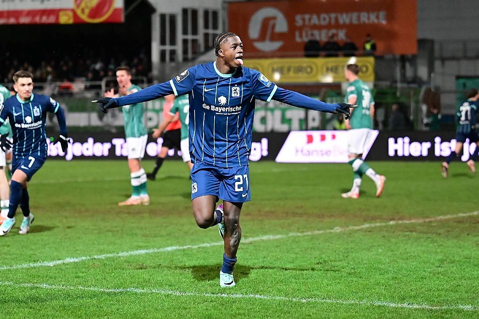 Mansour Ouro-Tagba erzielte in seinem vierten Drittliga-Spiel am Dienstagabend beim VfB Lübeck seinen ersten Treffer für den TSV 1860.