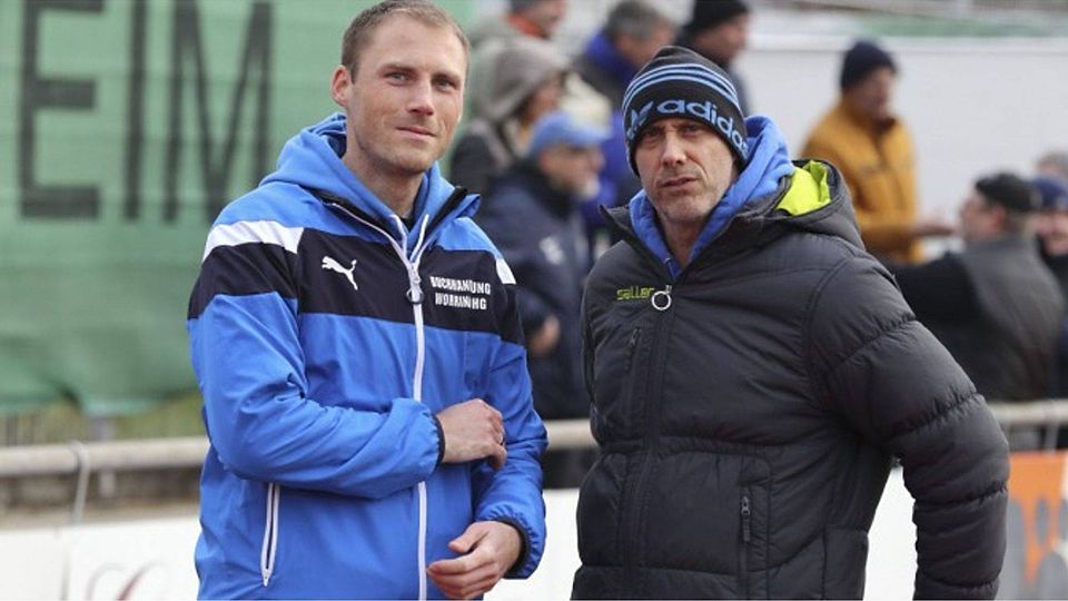 Jan Gärtner (l.), hier mit seinem Neuenheimer Kollegen Alexander Stiehl, hat in Dossenheim seinen Trainervertrag verlängert. F: Pfeifer