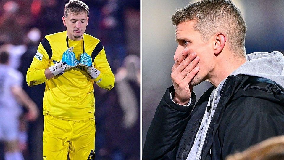 Erion Avdija (li.) war nach dem Elfmeterschießen sichtlich enttäuscht, da er an einigen geschossenen Elfmetern mit den Fingerspitzen dran war. Für Lars Bender war das Spiel eine Achterbahnfahrt der Gefühle. Vom Rückstand, 15 Minuten vor Schluss, bis zum letzten Elfmeter.