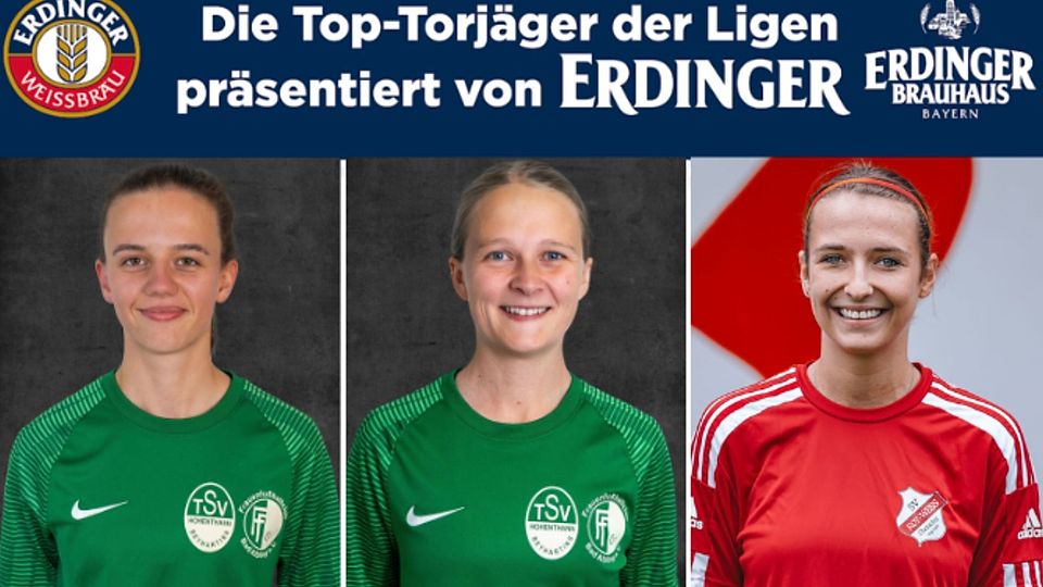 Die besten Torjägerinnen der Bezirksoberliga: Gruber, Schunko und Rothwinkler (v.l.n.r.).
