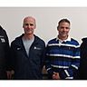 Präsentation des neuen Trainers der U16  des JLZ Emsland (v.l.): Lucas Beniermann, Winfried Budde, Stefan Marx und Frank Kroschewski. Foto: JLZ Emsland